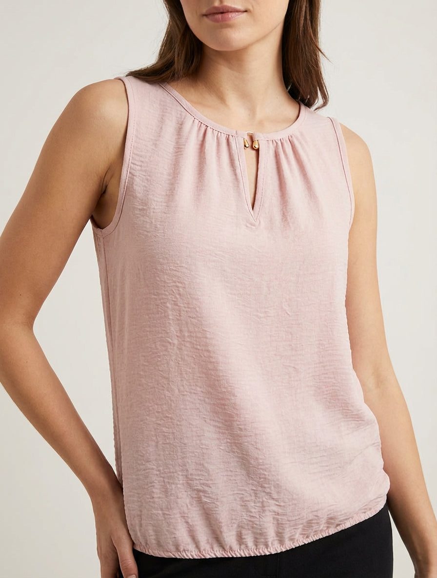Top elasticizzato con inserto gioiello - Rosa antico