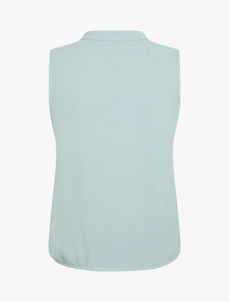 Top uni à col V - Vert d&