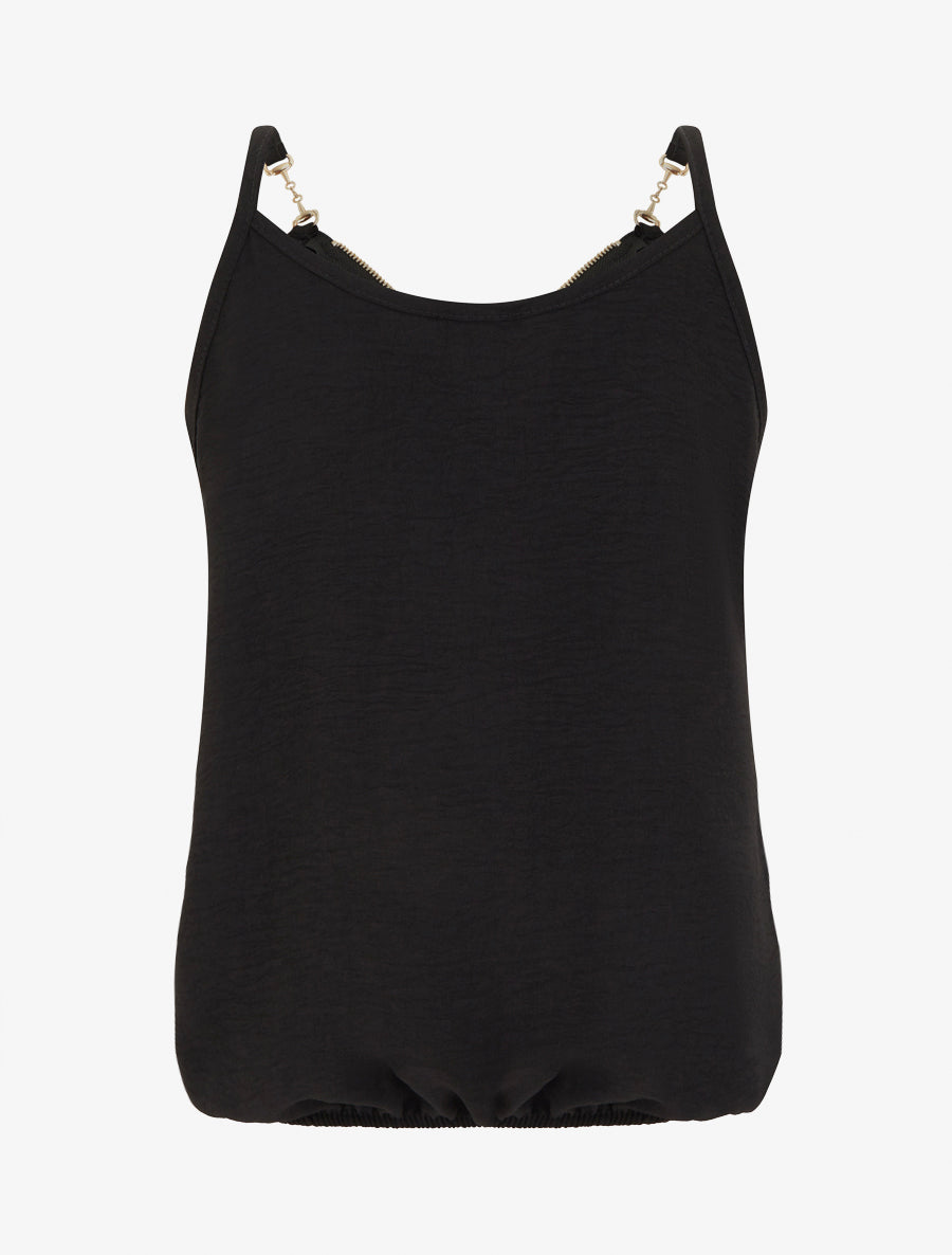 Maglia unita con zip e scollo a V - Nero