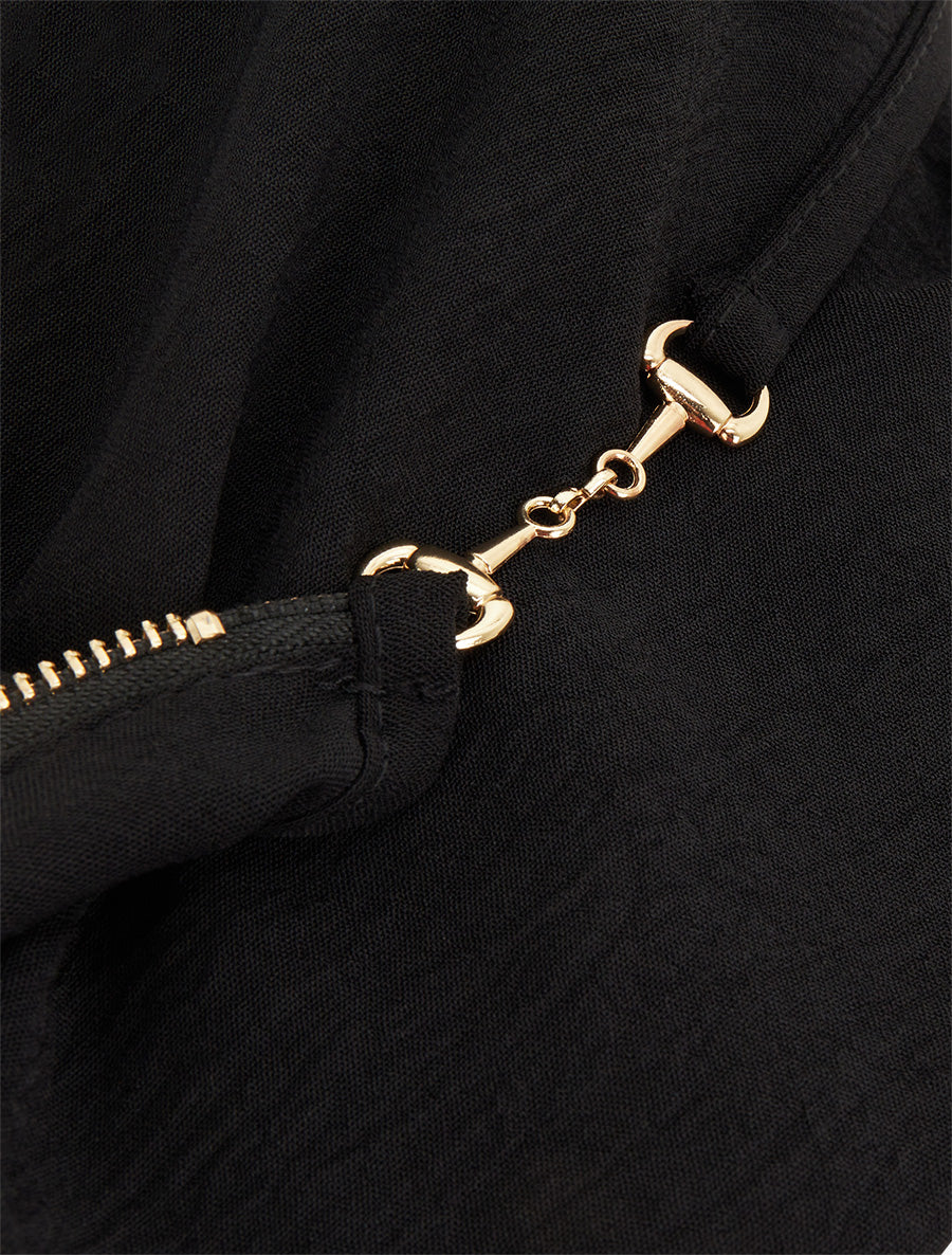 Maglia unita con zip e scollo a V - Nero