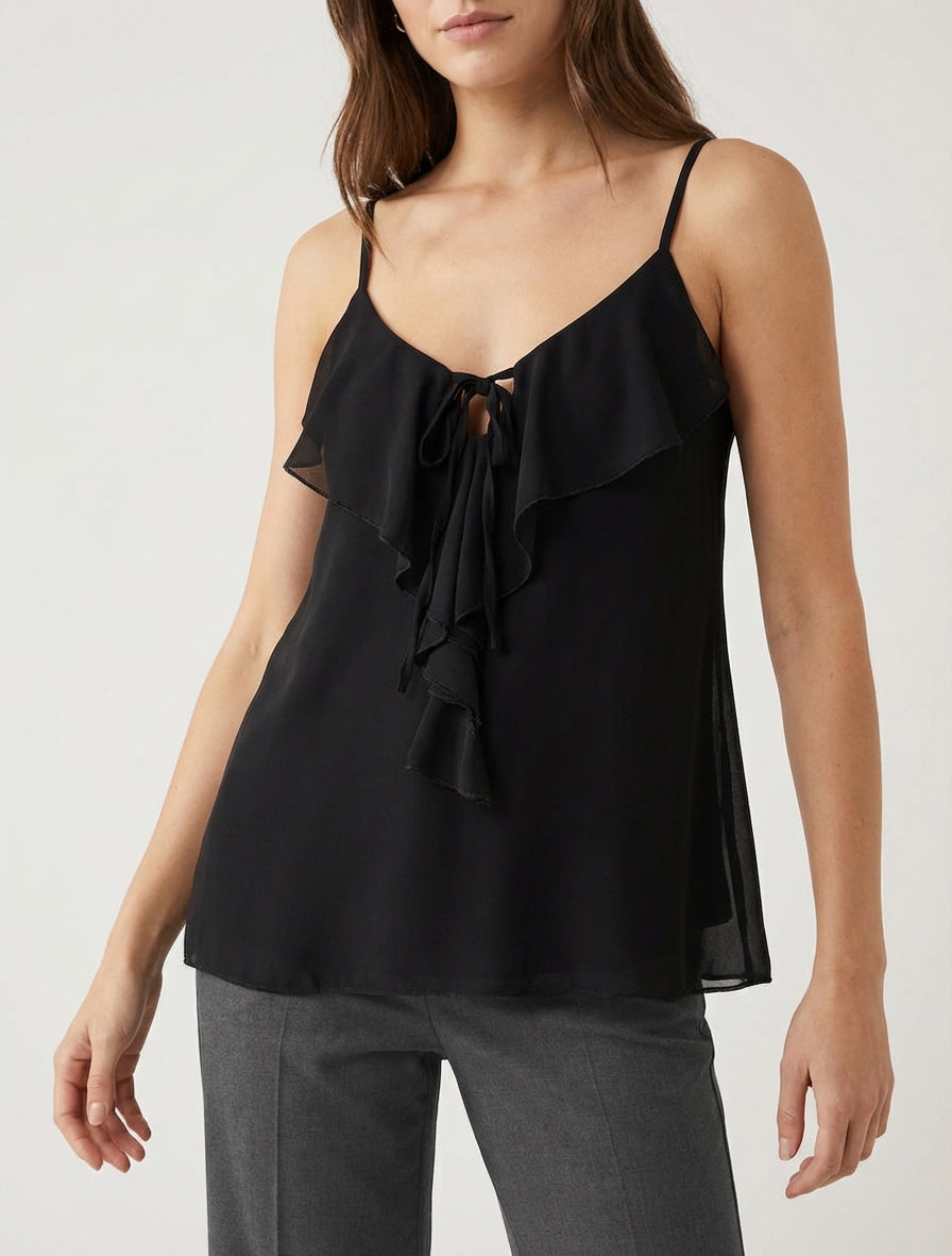 Blusa unita in voile - Nero