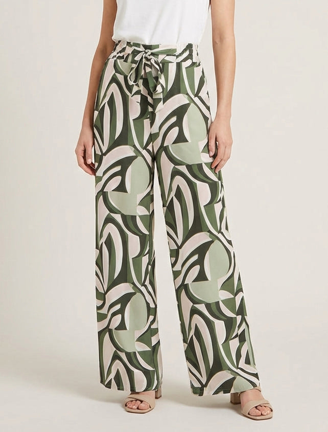 Pantaloni ampi con stampa grafica - Cachi