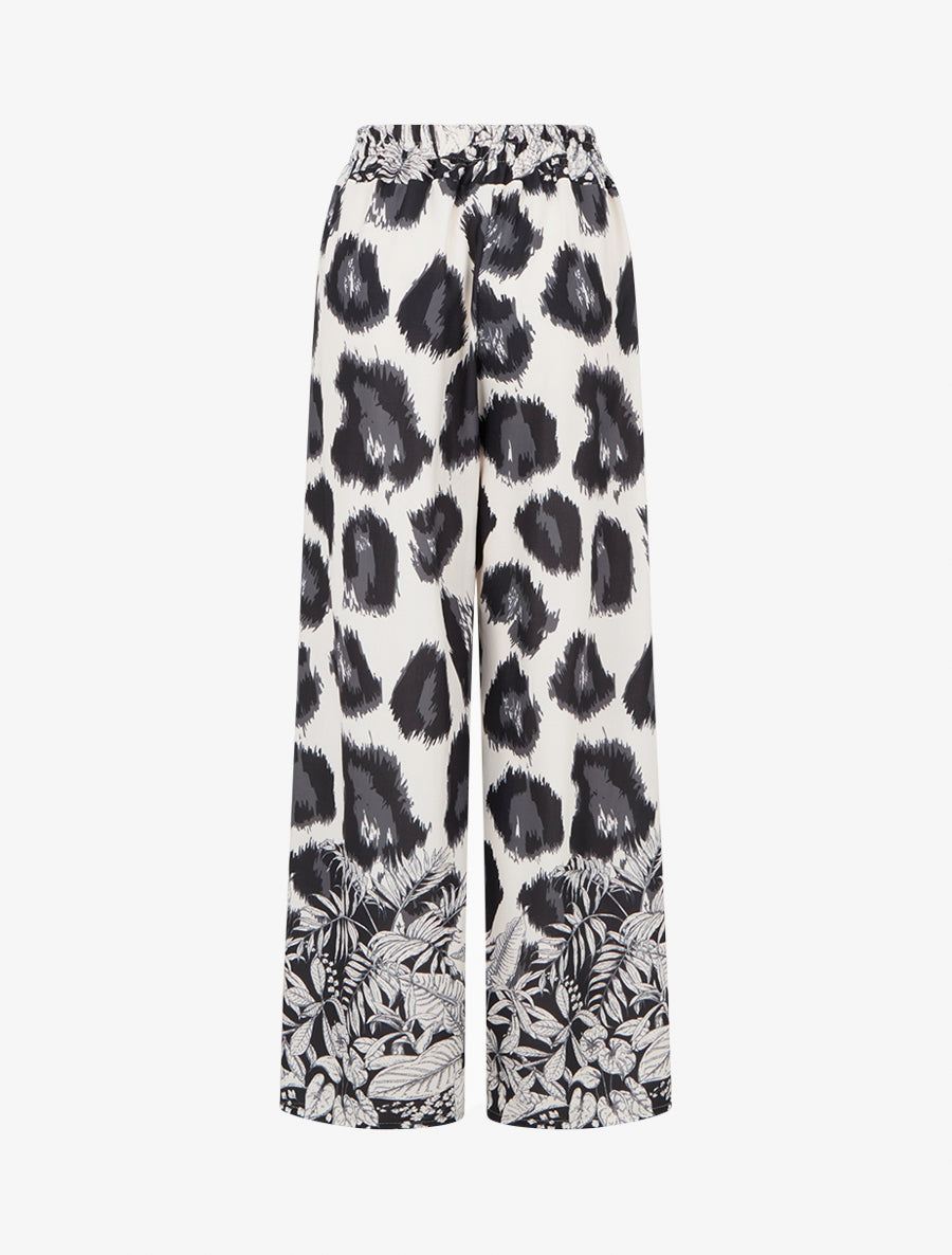 Pantalon ample imprimé léopard fantaisie - Noir - 2