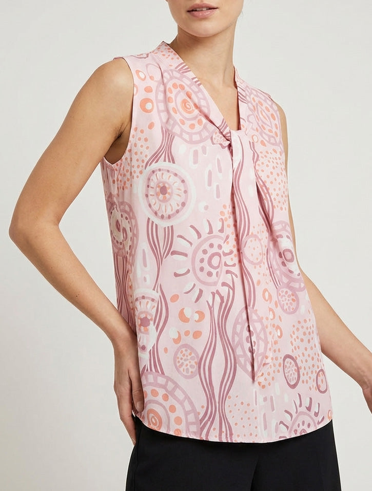 Top senza maniche con stampa grafica - Rosa