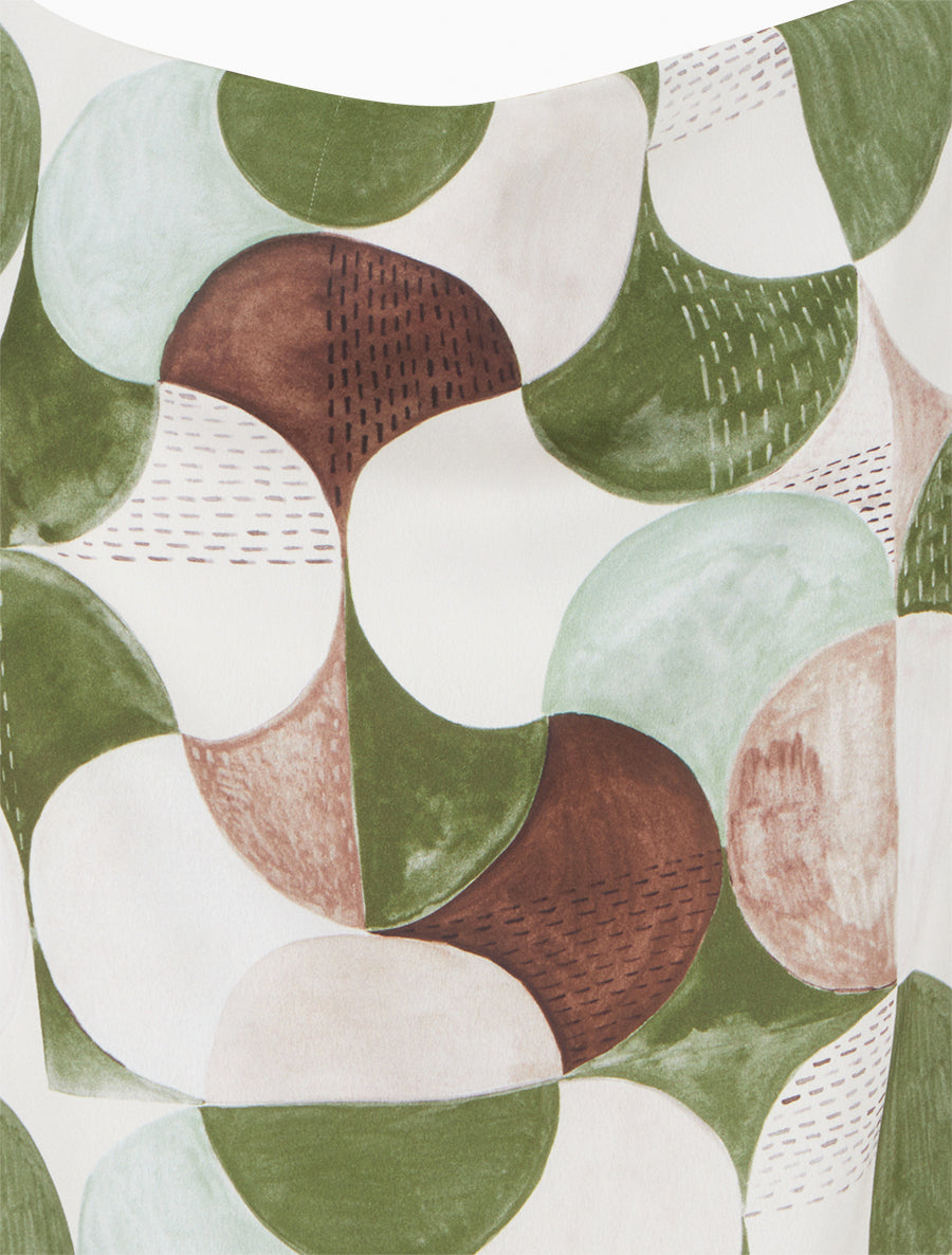 Caraco satiné imprimé rétro - Kaki - 3