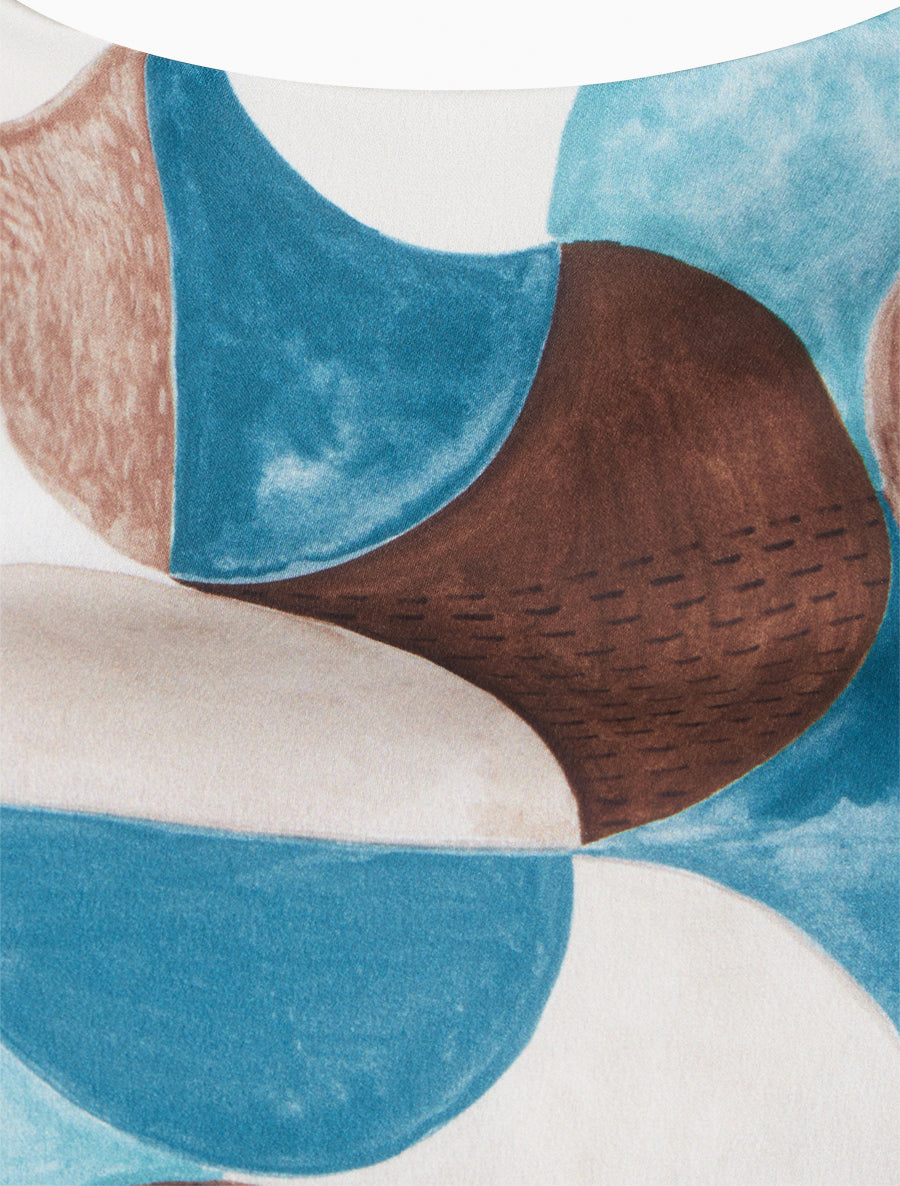 Caraco satiné imprimé rétro - Bleu canard - 3