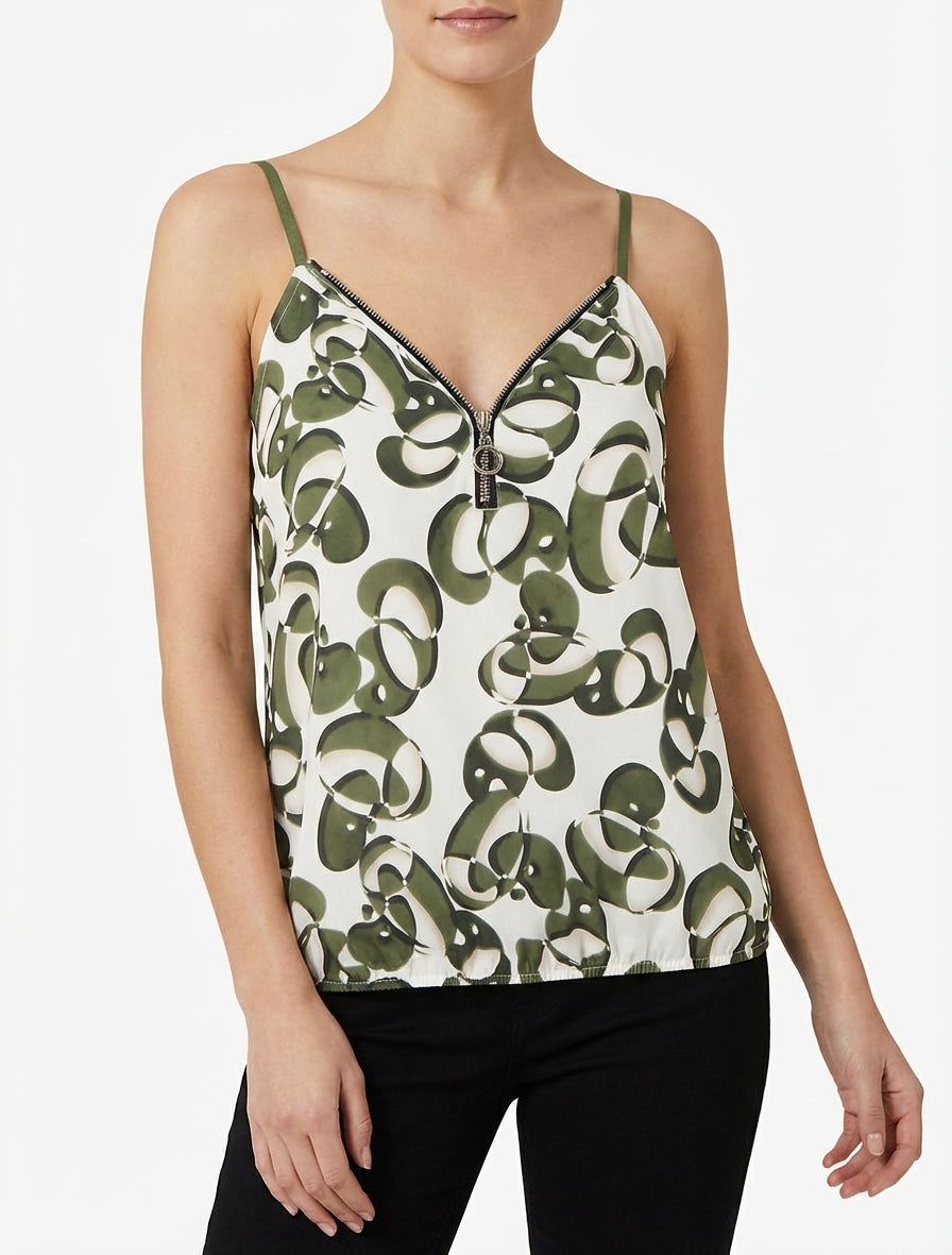 Giacca con zip stampata con grafica - Cachi