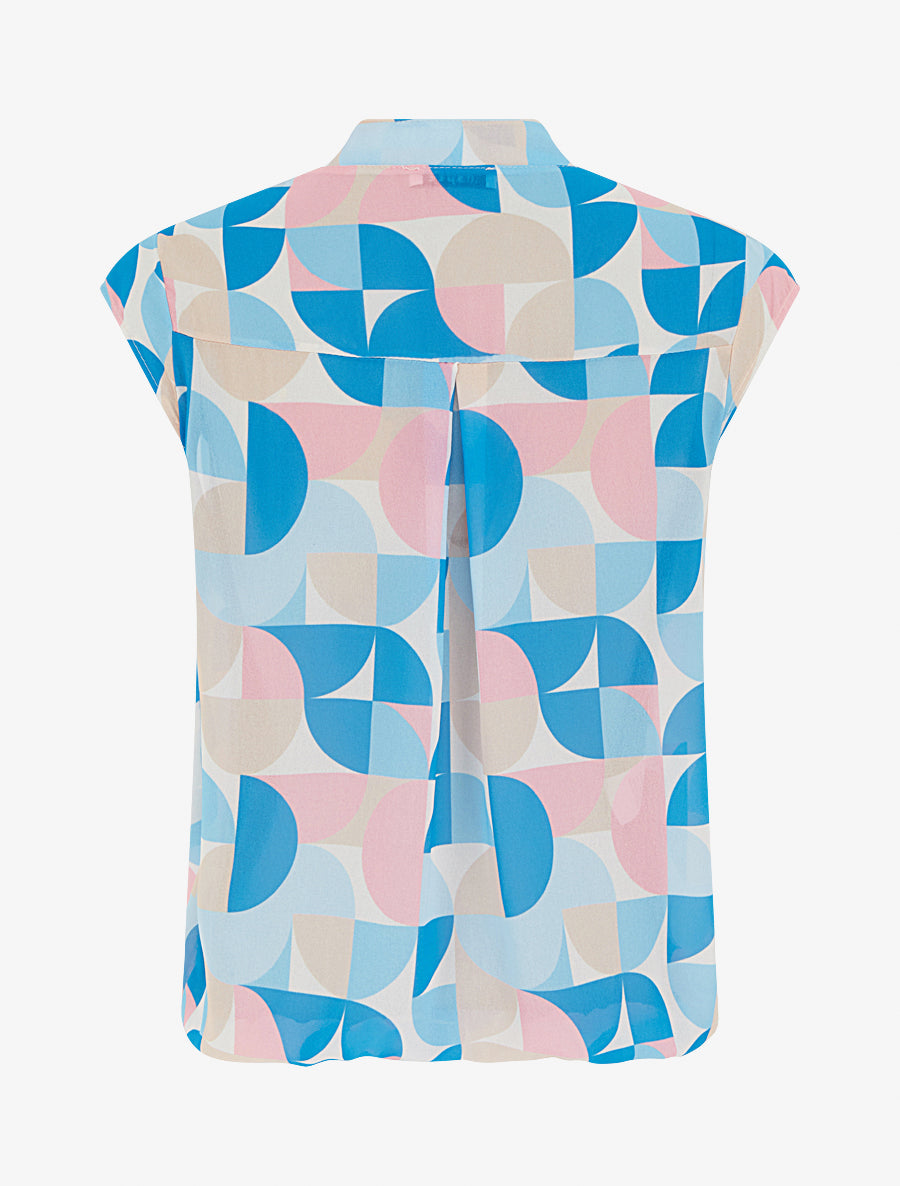 Top boule sans manches imprimé graphique - Bleu ciel - 2