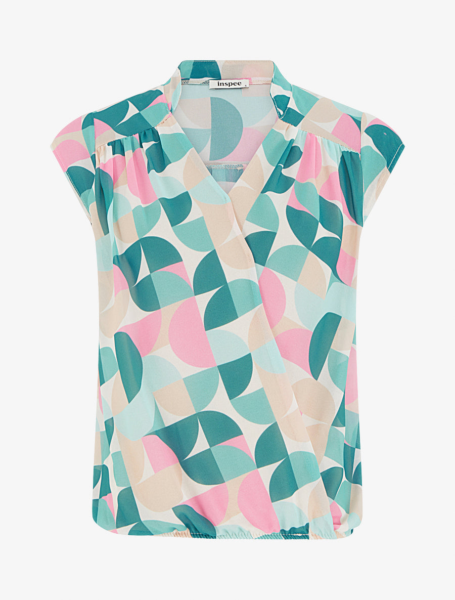 Top boule sans manches imprimé graphique - Vert d&