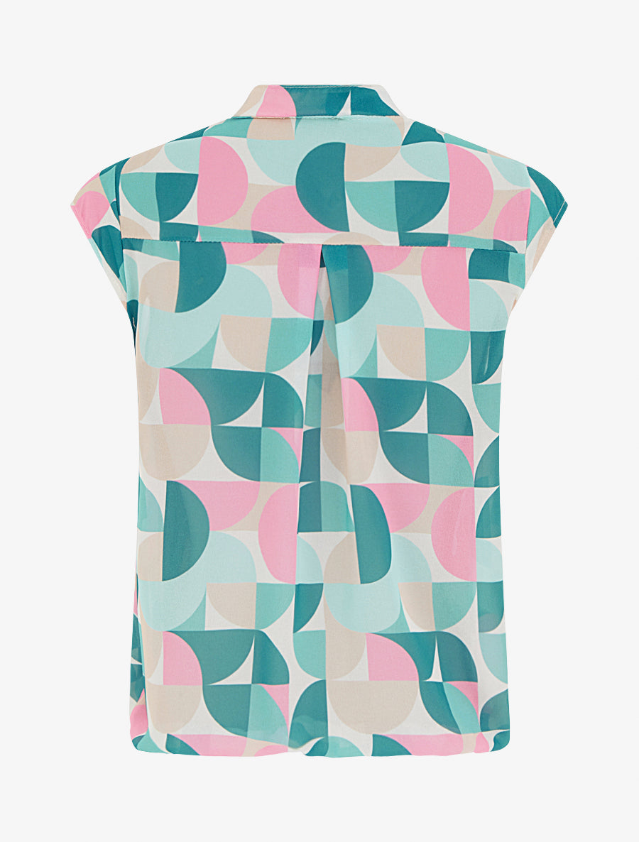 Top boule sans manches imprimé graphique - Vert d&