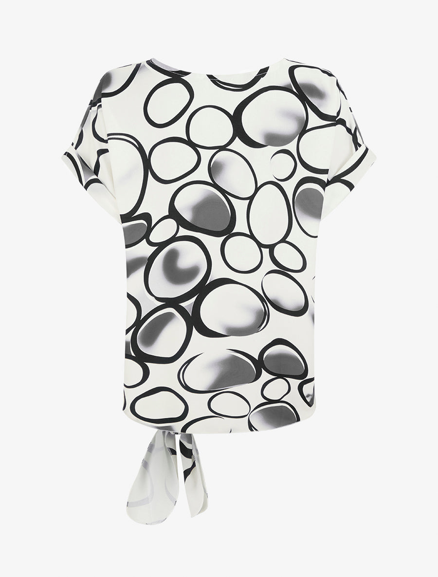 Top ample manches courtes imprimé cercles - Noir - 2