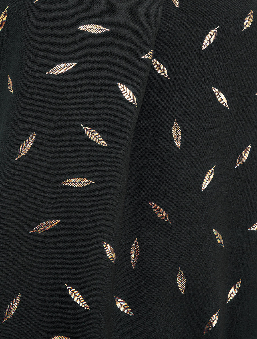 Top élastiqué à imprimé plumes irisées - Noir - 3