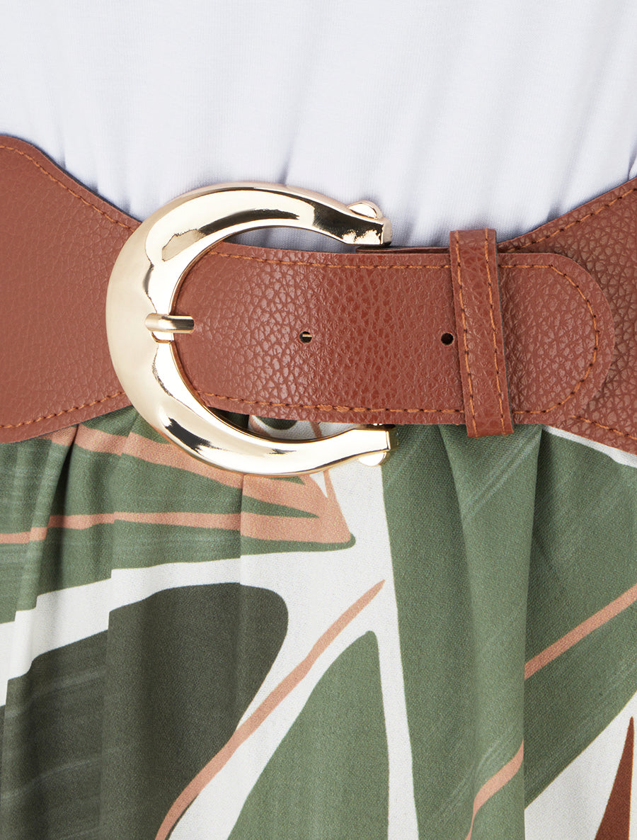 Robe longue sans manches imprimé graphique - Kaki - 3