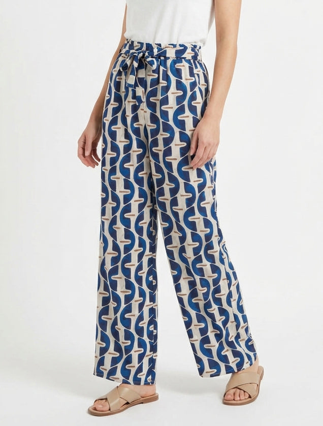 Pantaloni elasticizzati con stampa grafica - Marina