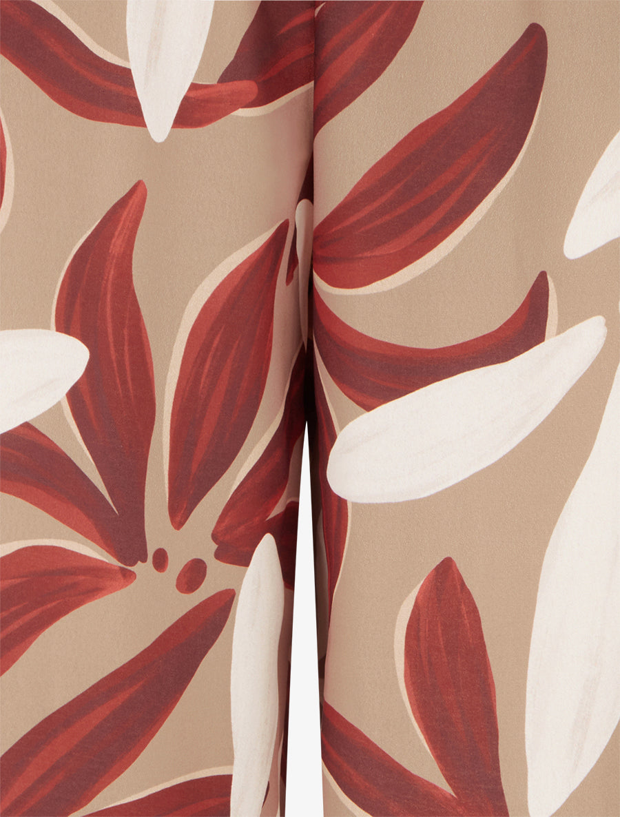 Pantalon élastiqué à imprimé floral - Camel - 3