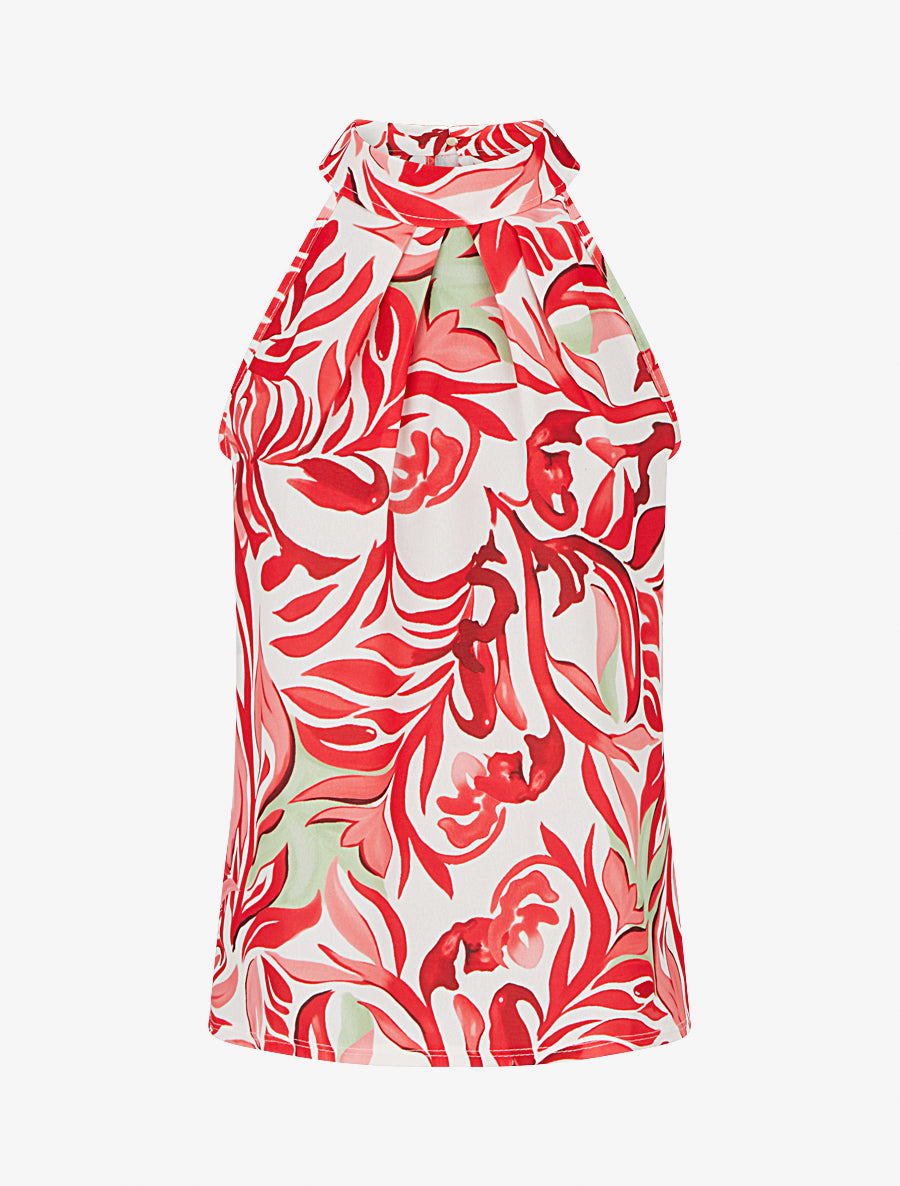 Top sans manches imprimé fantaisie - Rouge - 1