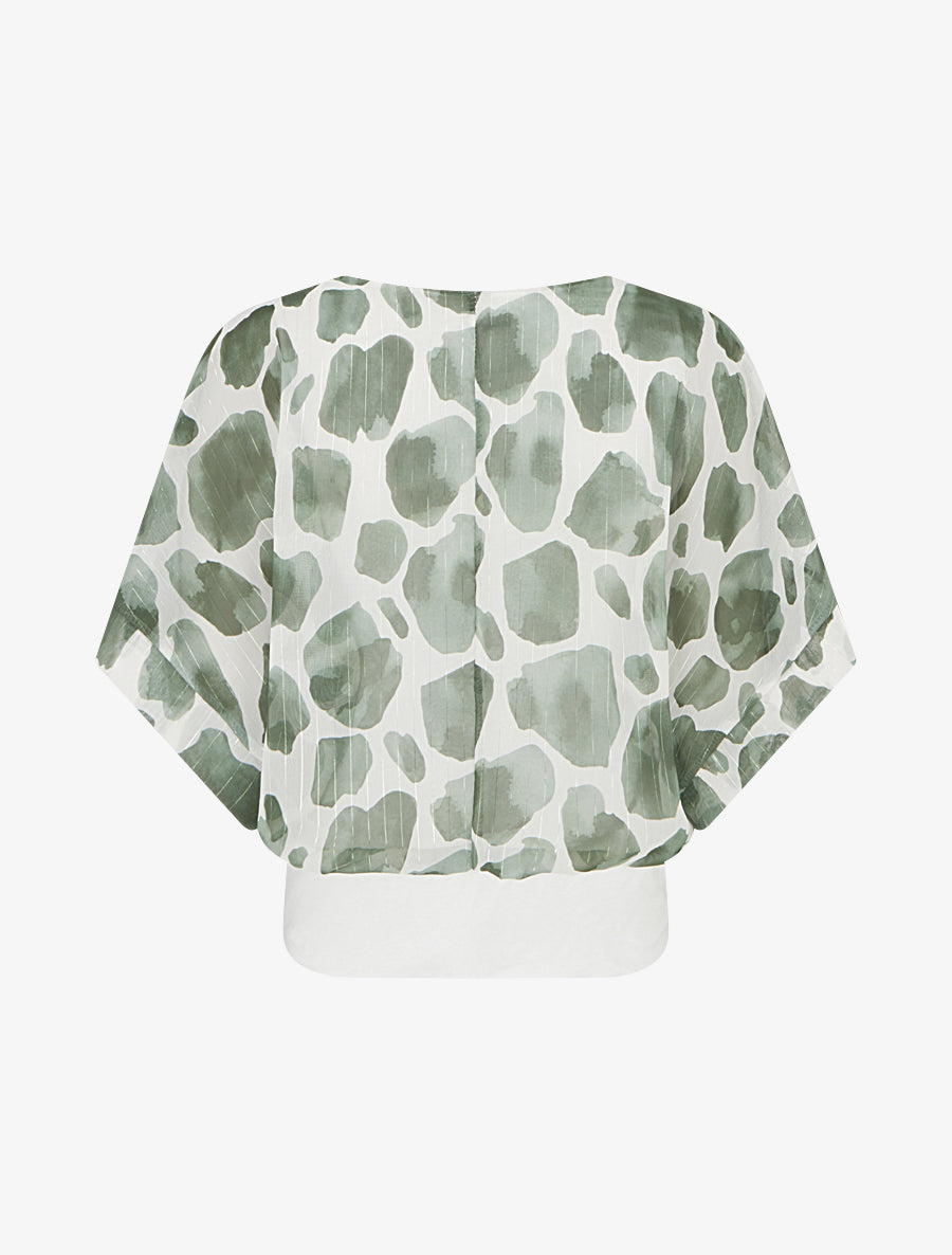 Top imprimé girafe à rayures irisées - Kaki - 2