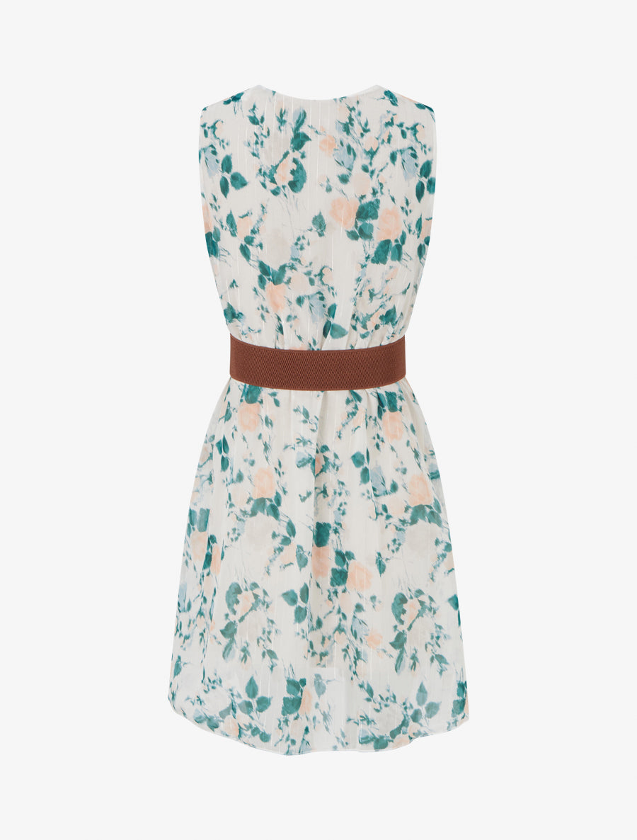 Robe imprimé fleuri à rayures irisés - Vert sapin - 2