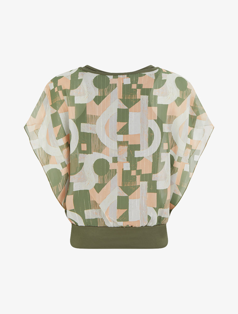 Top boule manches courtes imprimé graphique - Kaki - 2