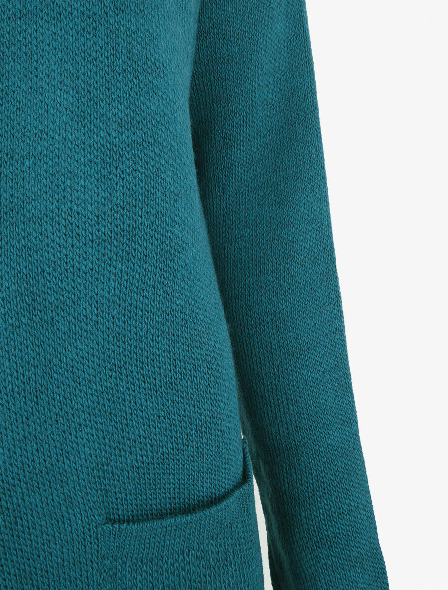 Gilet ouvert uni à poches plaquées - Bleu pétrole - 3