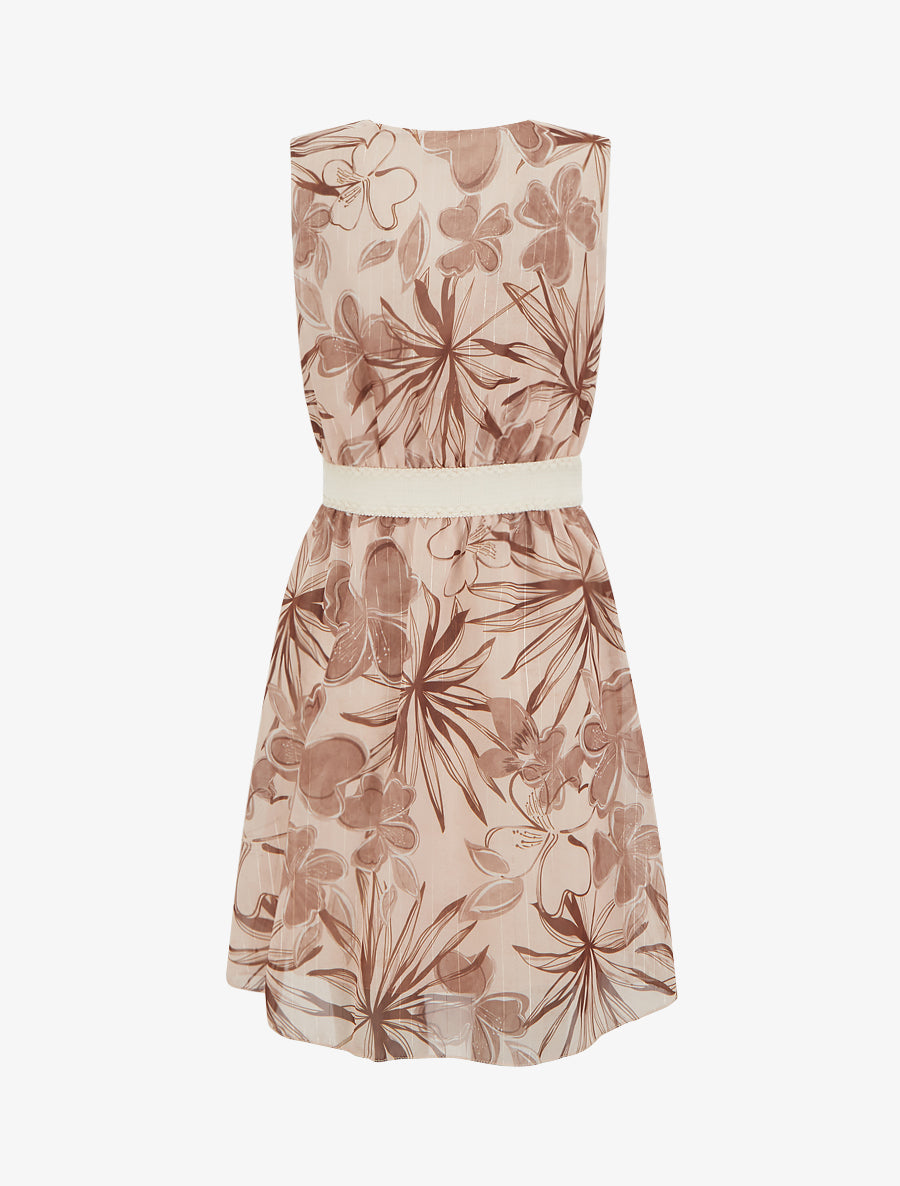 Robe patineuse sans manches imprimé fleuri - Marron - 2