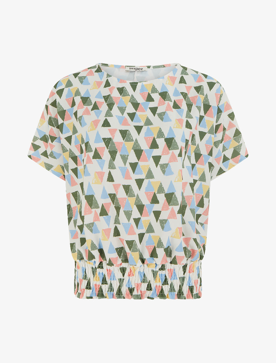 Top coupe boule imprimé triangles - Kaki - 1