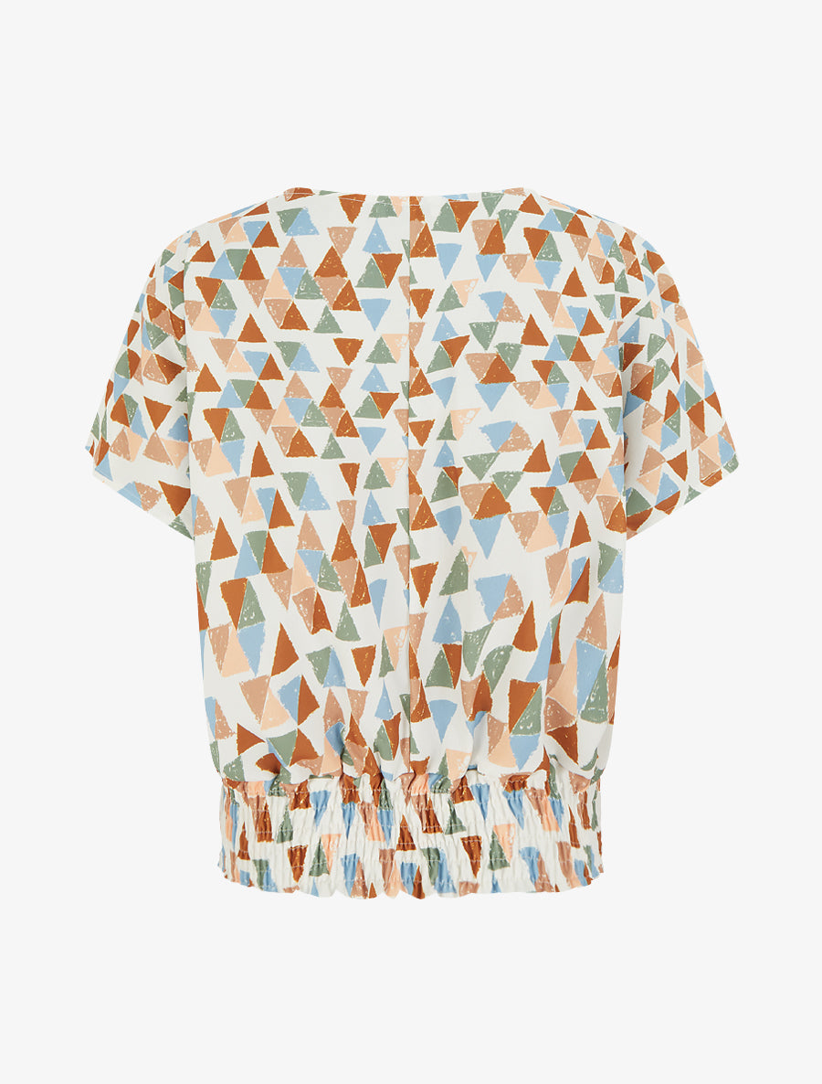 Top coupe boule imprimé triangles - Camel - 2