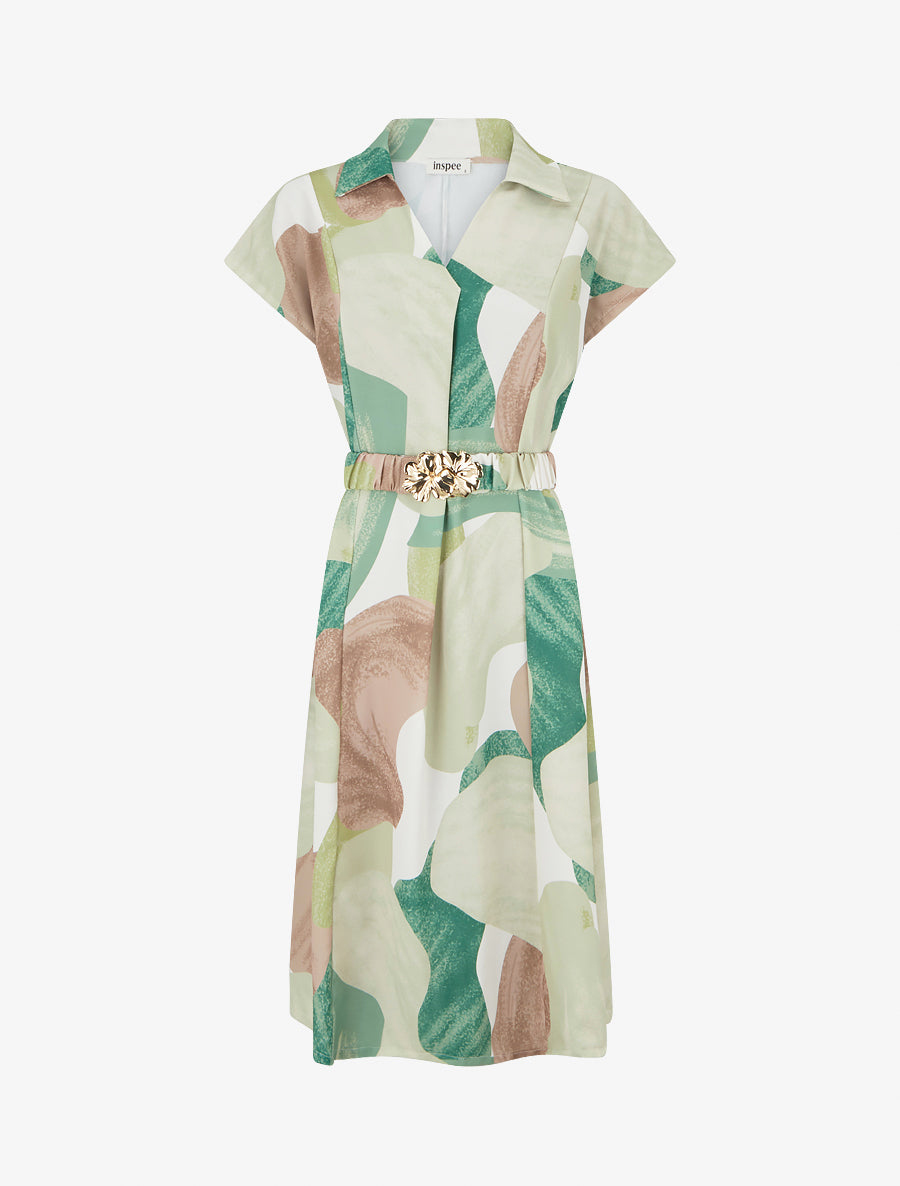 Robe droite ceinturée - Vert - 1