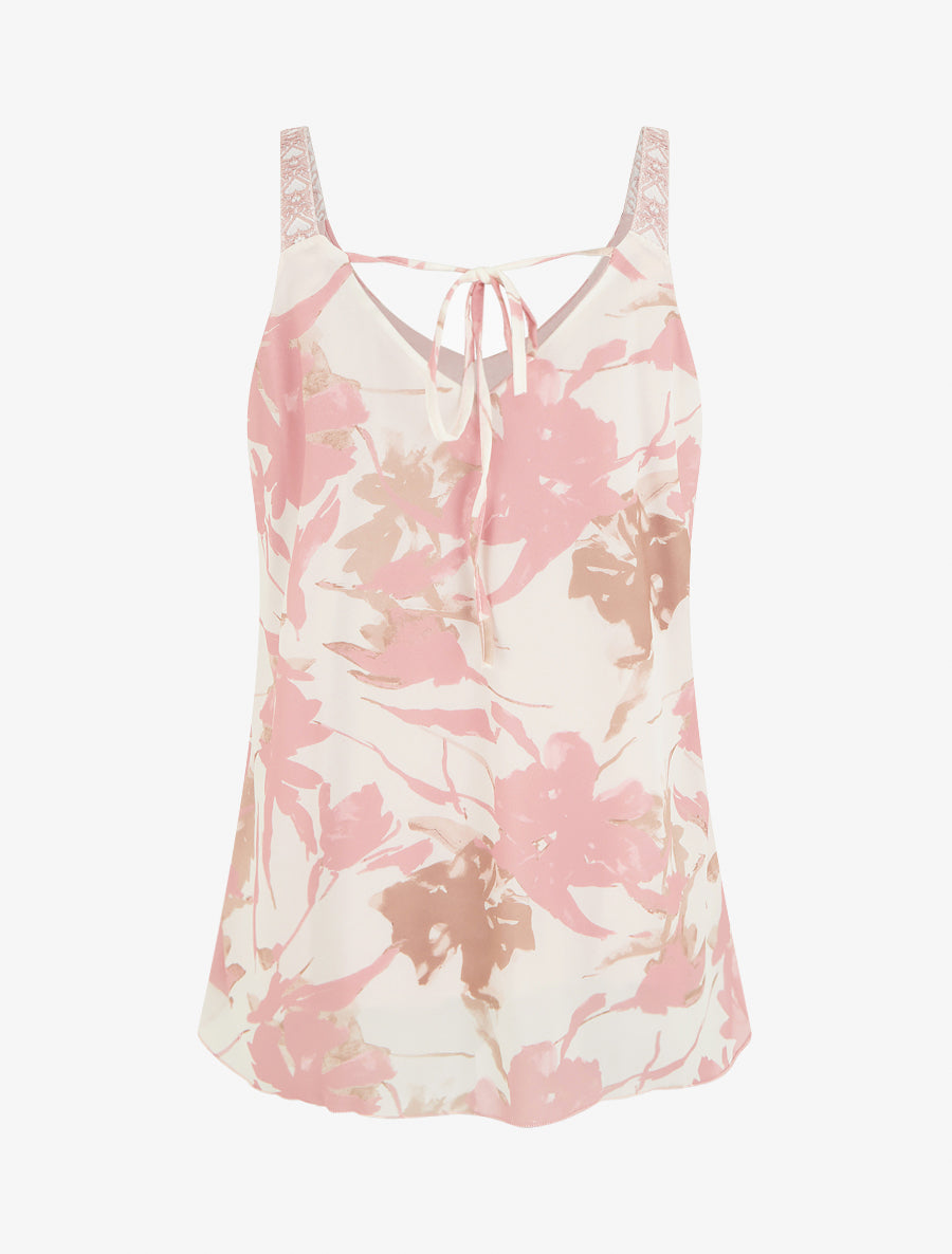 Caraco imprimé fleurs abstraites - Rose - 2