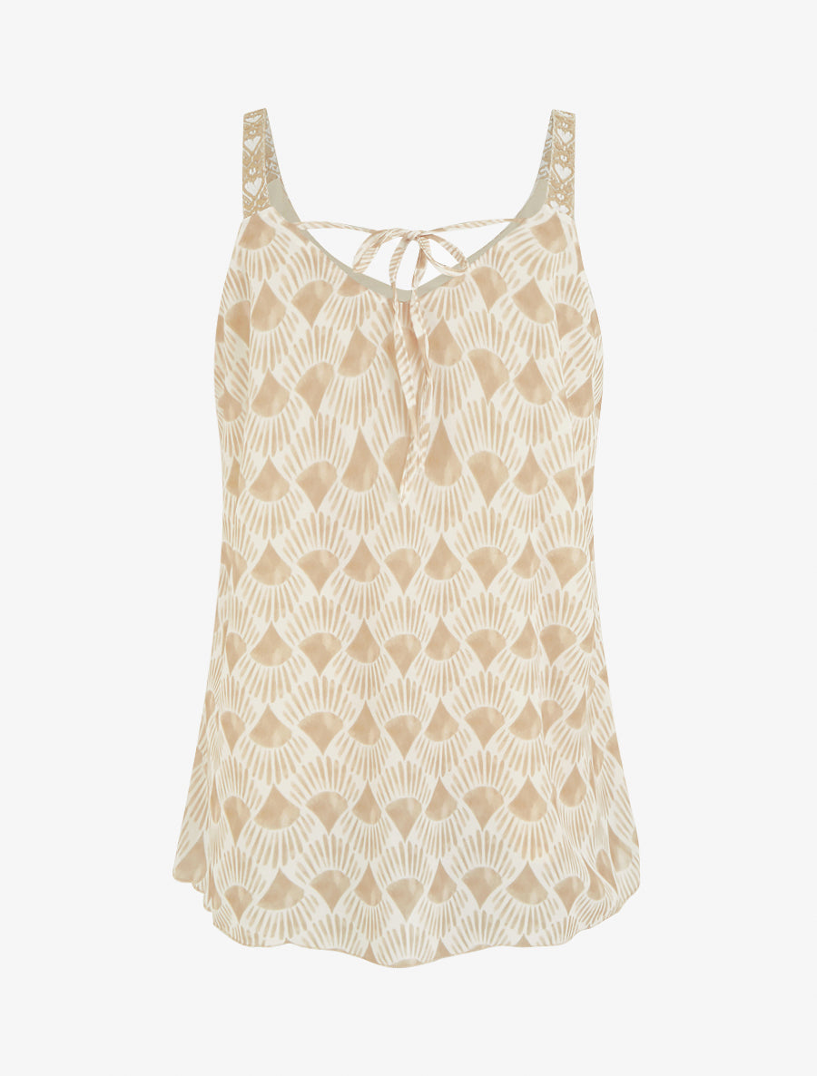 Caraco imprimé graphique stylisé - Beige - 2