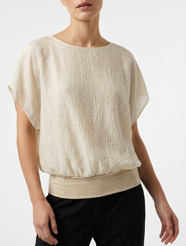 Top in tessuto strutturato - Beige