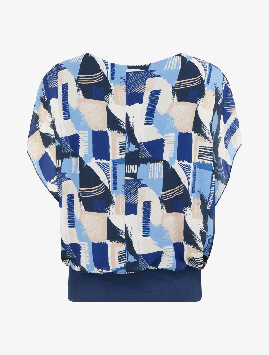 Top boule manches courtes imprimé graphique - Marine - 2