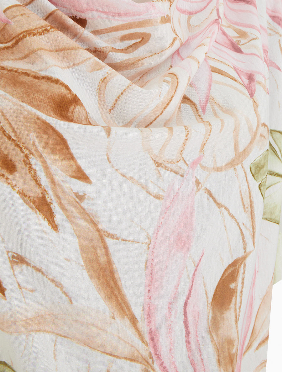 Top tropical manches 3/4 et effet plissé - Camel - 3