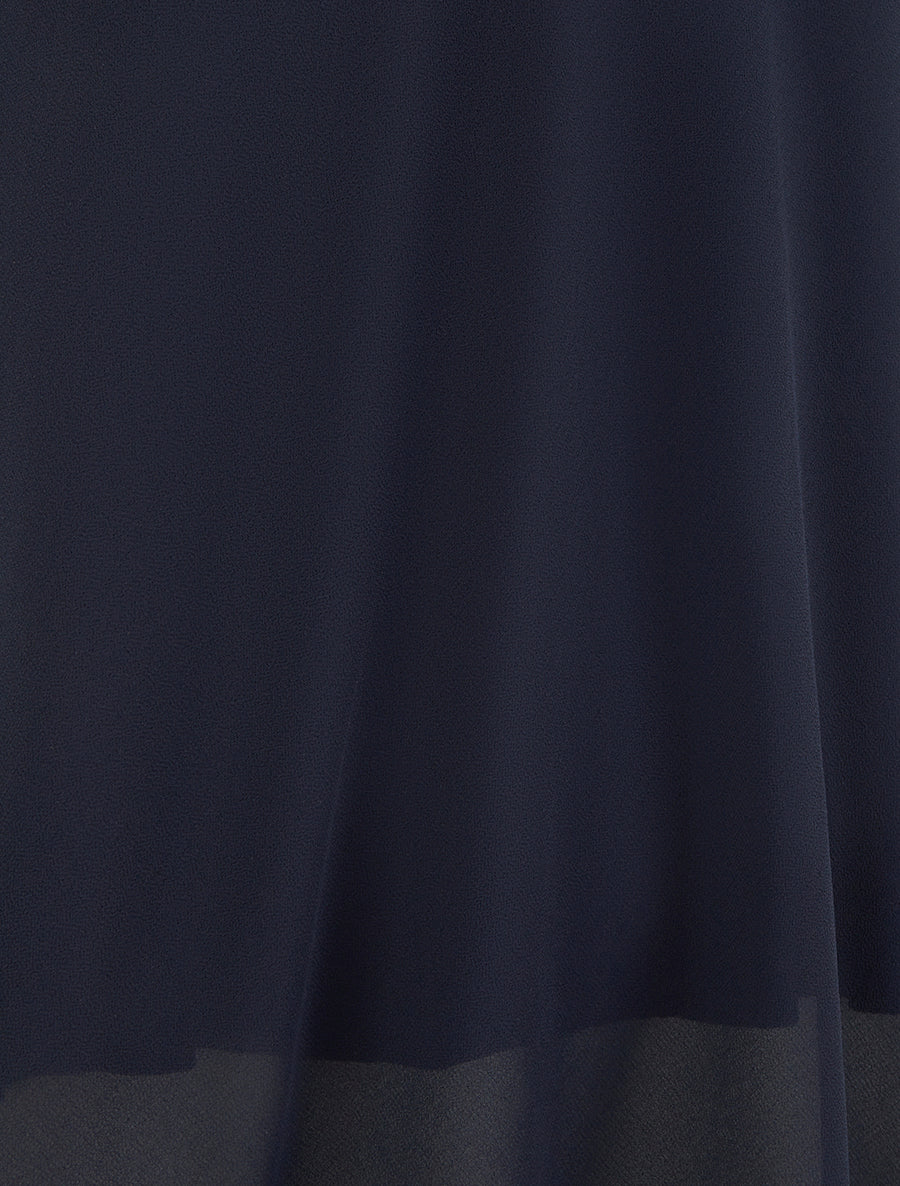 Caraco en voile à bretelles motif coeur - Marine - 3