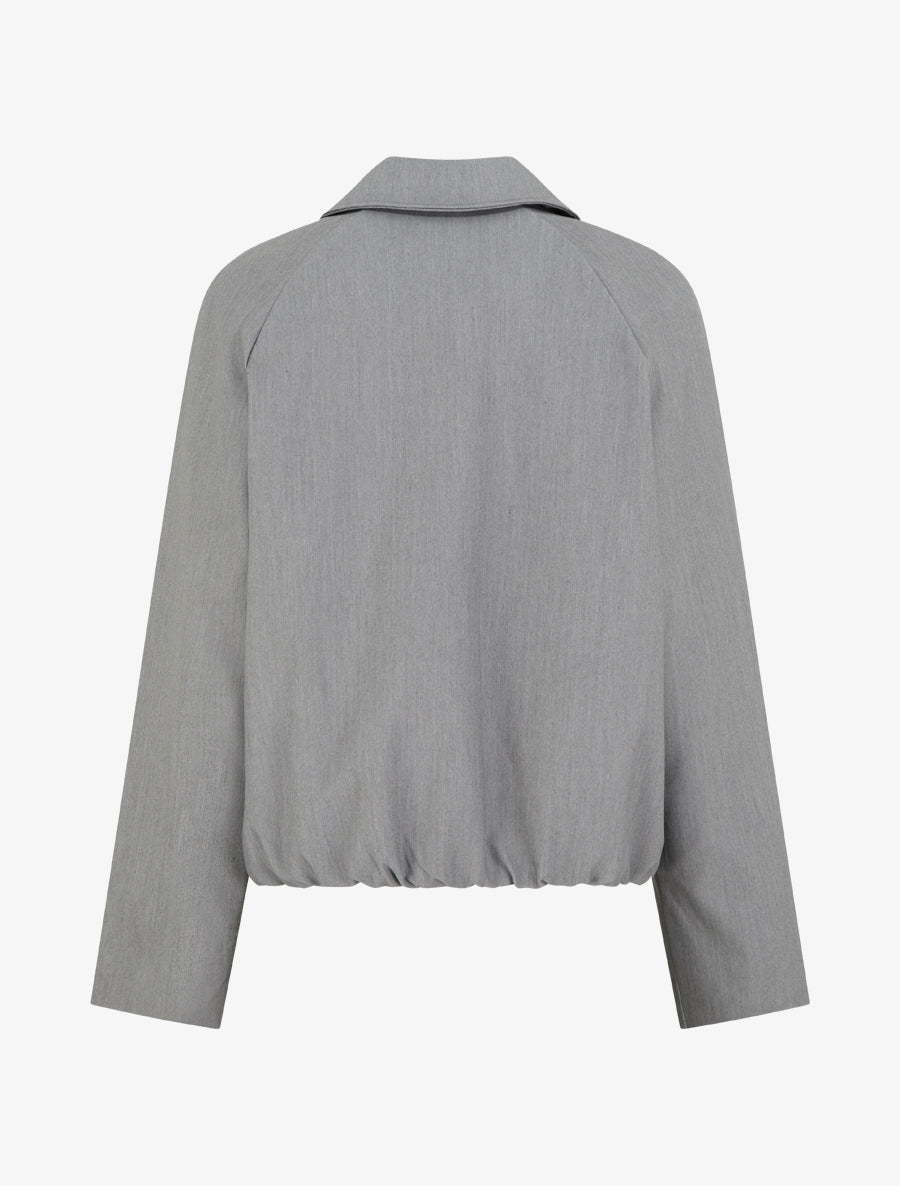 Veste droite zippée à col chemise - Gris - 2
