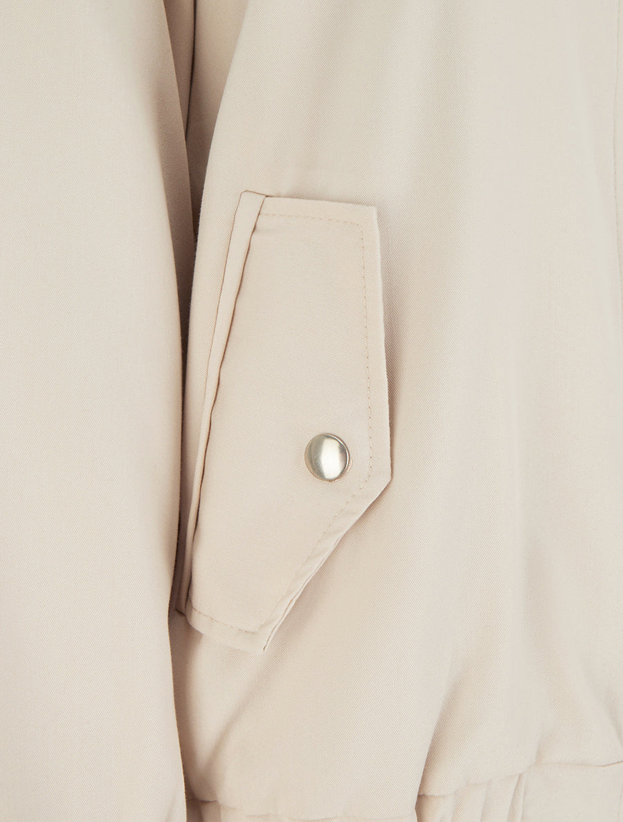 Veste ample zippée à bords élastiqués - Beige - 3