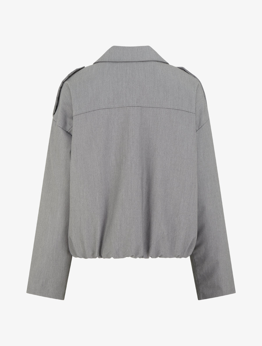 Veste fluide unie zippée - Gris - 2