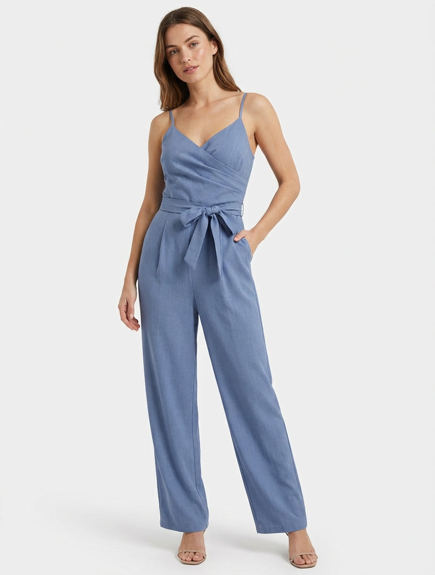 Tuta dritta con spalline sottili - Blu