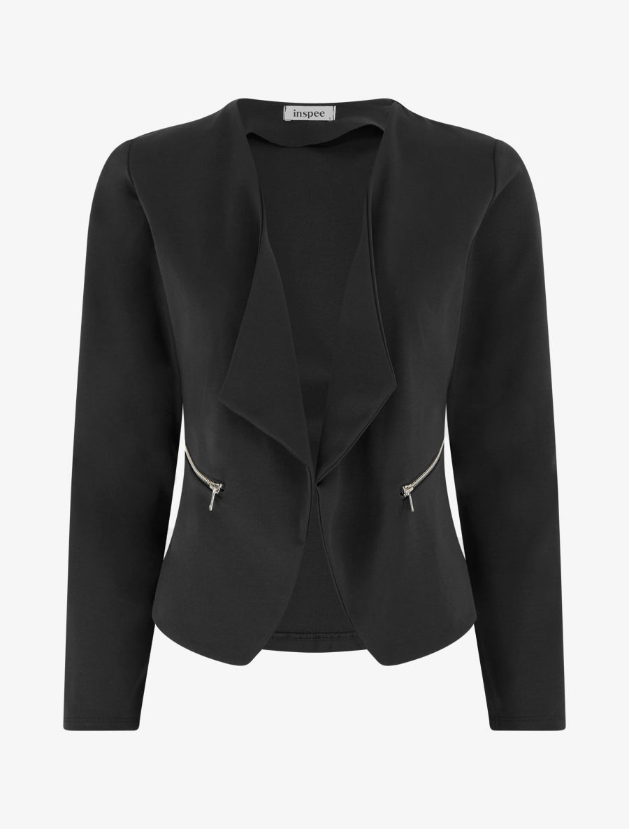 Veste droite à poches zippées - Noir - 1
