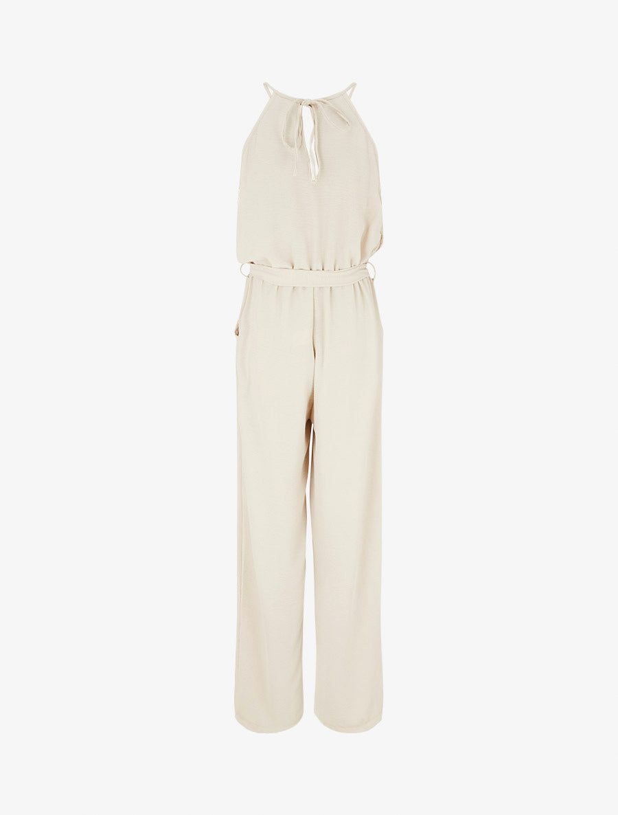 Combinaison ajourée à taille élastiquée - Beige - 2