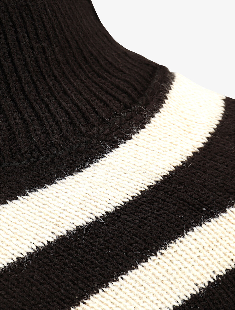 Poncho en maille rayé - Noir - 3