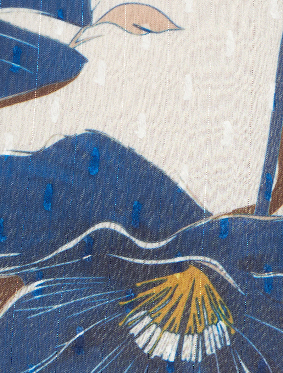 Top boule manches courtes à imprimé floral - Marine - 3