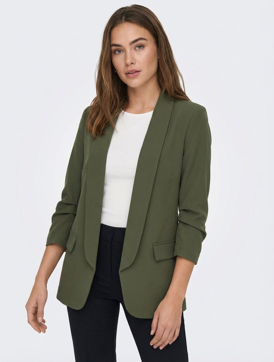 Blazer semplice con maniche arricciate - Cachi