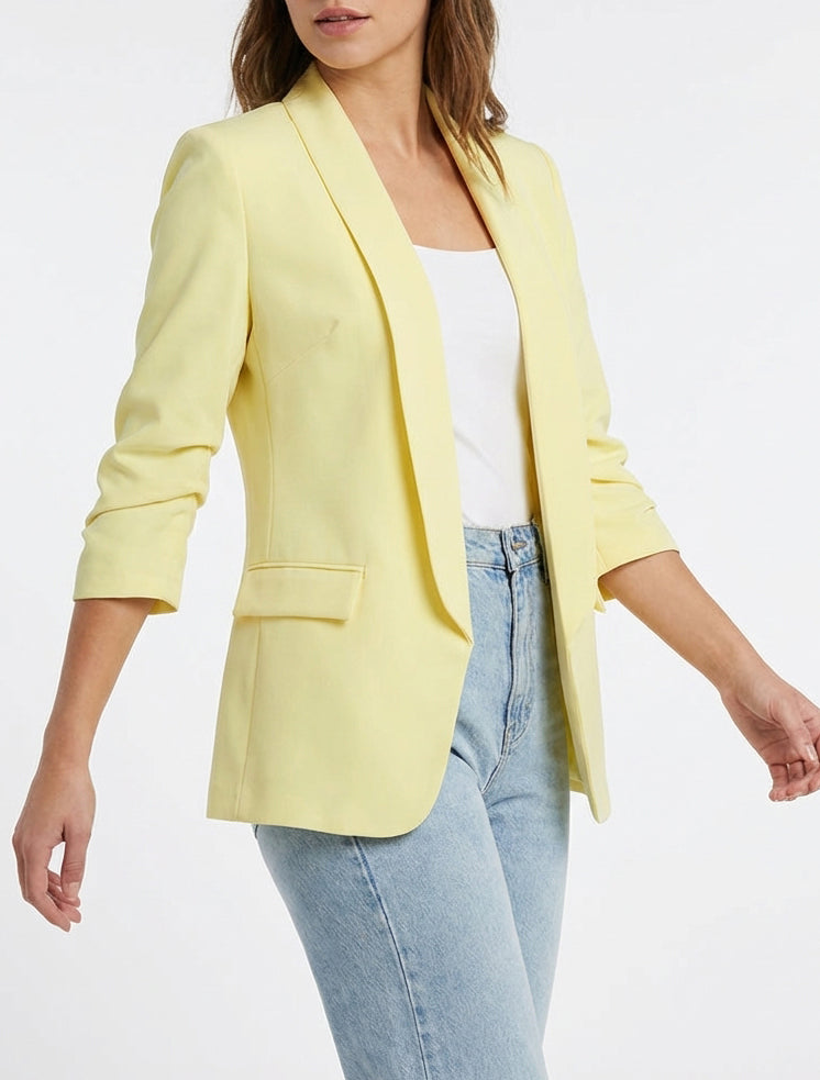 Blazer semplice con maniche arricciate - Giallo limone