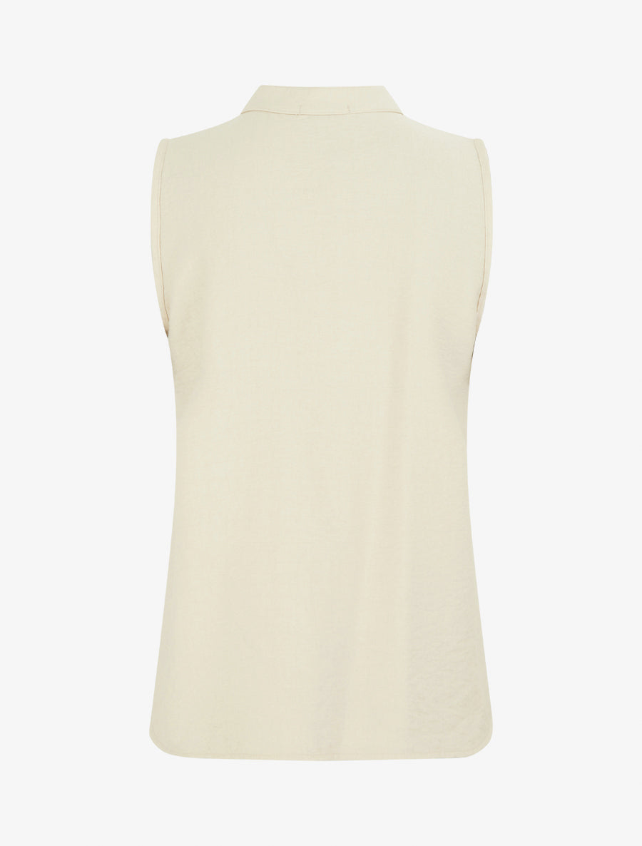 Top droit sans manches à boutons décoratifs - Beige - 2