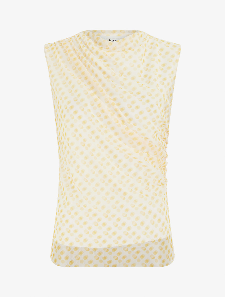 Top sans manches en tulle à pois - Jaune - 1