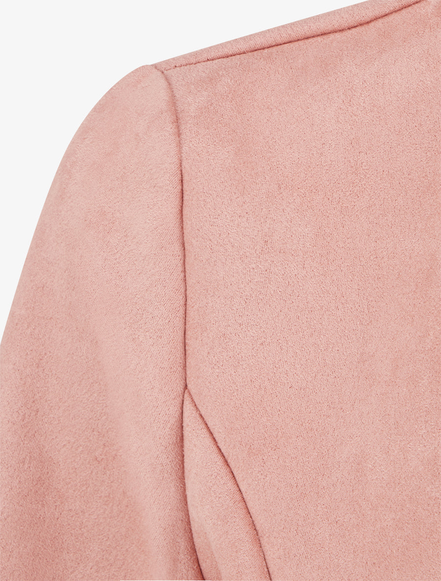 Veste en suédine à poches décoratives zippées - Vieux rose - 3