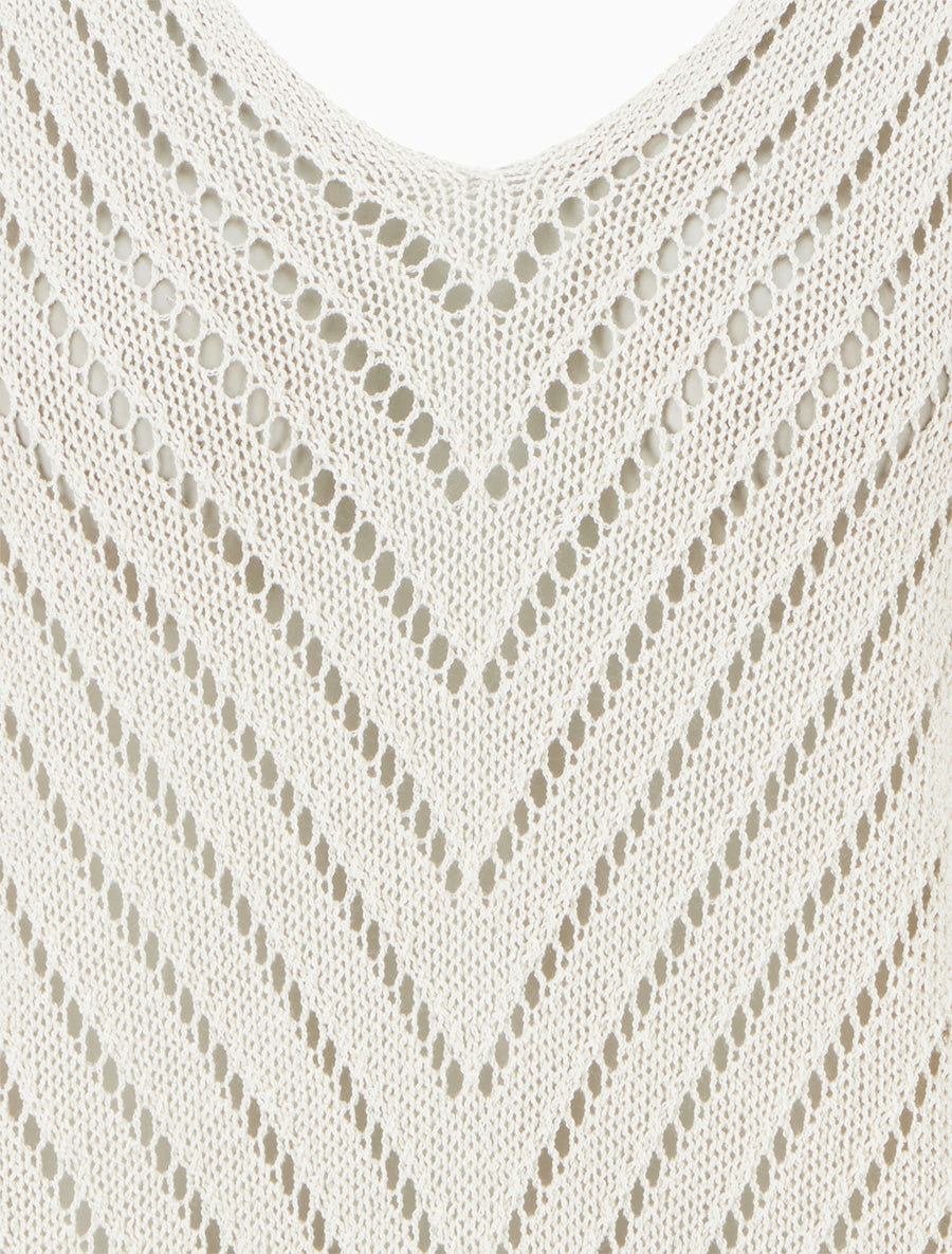 Maglione in maglia leggera con scollo a V - Beige