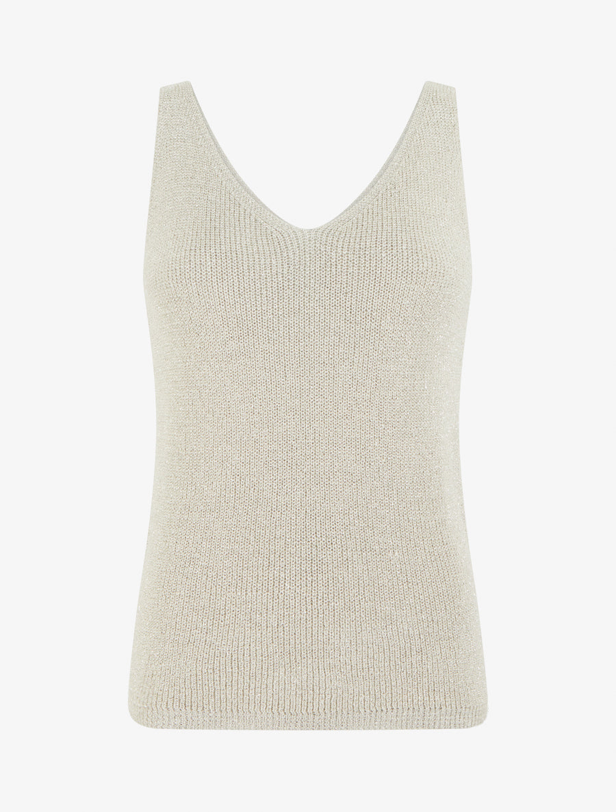 Top uni irisé en maille - Beige - 1