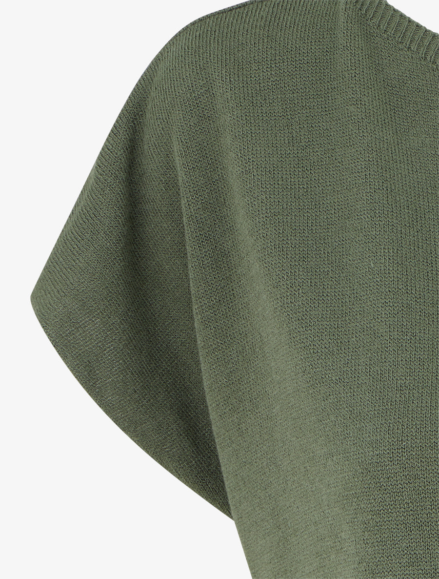 Pull fin uni en maille - Kaki - 3